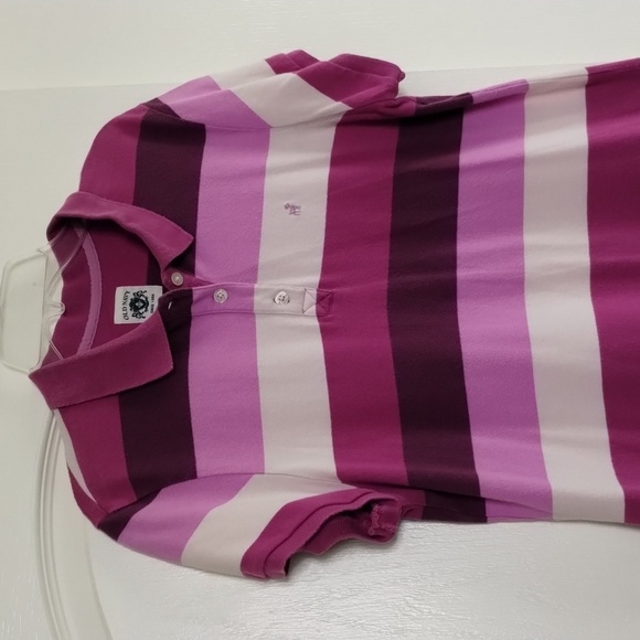 Old Navy size large graphic stripes pinks and purple athletic prep polo top - Picture 2 of 12